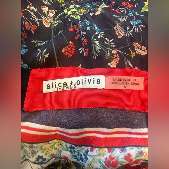 Alice + Olivia Maura Tiered Handkerchief Hem Midi Skirt size 8 - Picture 9 of 13